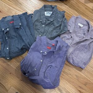 4 Kohl’s Men's Casual Button-Down Shirt - Purple and Gray, lightly worn shirts